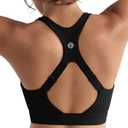 RUNNING GIRL Adjustable Straps High Impact Sports Bra for Women,High Support Workout Sports Bras with Sewn in Pads (Black, L)