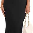 ZESICA Women's 2026 Summer Bodycon Midi Dress Casual Sleeveless Square Neck Side Slit Knit Beach Vacation Long Dresses, Large