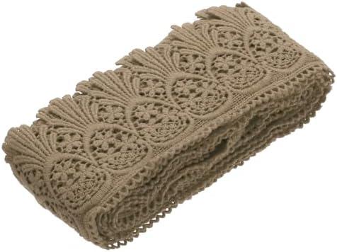 MECCANIXITY Cotton Lace Trim Vintage Crochet 3inch x 4.8yard Coffee Stretch Lace Edge Ribbon for DIY Scrapbooking Clothes Curtain Tablecloth Slipcover Fabric Wedding Decoration Gift Wrap