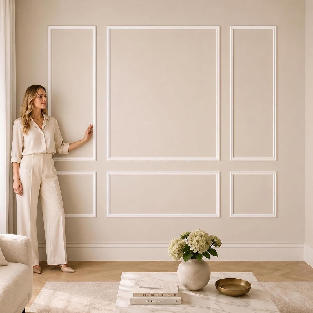 Pre-Cut Wall Molding Kit: Ready to Assemble Paintable Wainscoting Panels