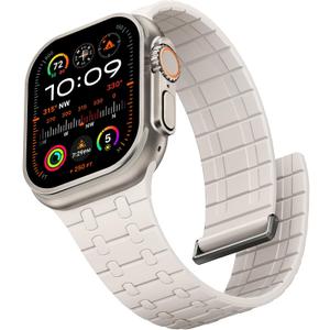 Suitisbest Compatible with Apple Watch Bands for Men 44mm 45mm 46mm 49mm 42mm Women, Silicone Magnetic Sport Loop Strap for iWatch Ultra 3 2 Series 11 10 9 8 7 6 5 4 3 SE3 (Starlight)