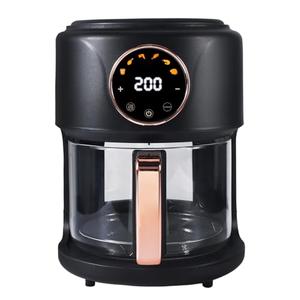 GYMODE Airy Fryer, 4.7Qt 1200W Glass Air Fryer, 6-in-1 Functions, Digital Display, 360° Viewable, Dishwasher Safe, Adjustable Temp 80℃~200℃(175F - 400F), 60 Min Timer, Nonstick Basket, Black