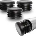 Prescott Plastics 1" (25.4 mm) Outer Diameter Ribbed Plastic Hole Plugs, Round Black Metal Tubing End Caps, Strong Furniture Leg Inserts, Impact & Weather Resistant, Made in The USA - 50 Pack