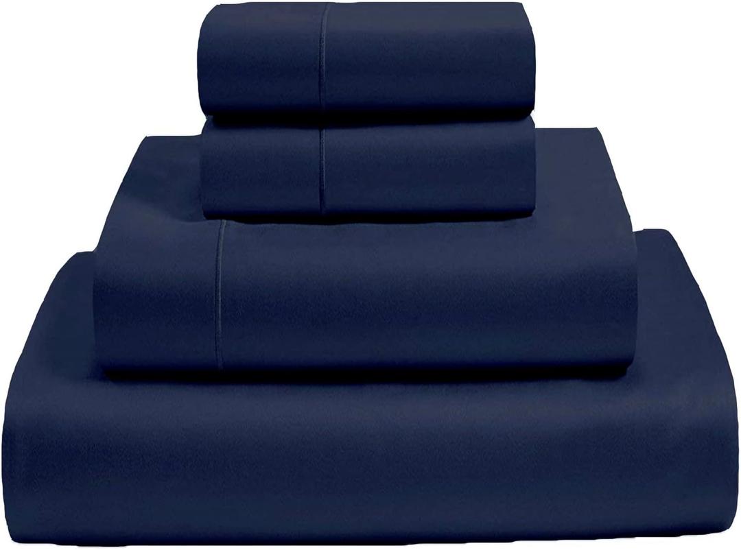 MyGiza Sheets,100% Certified Giza Egyptian Cotton Sheets-King Size Giza Cotton Sheets Set to Fit Upto 18 Inches Deep Mattress (4 Pcs) Indigo