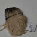HAIRCUBE Ombre Blonde Bob Wig Shoulder Length Wigs for Women Dark Brown Roots Middle Part Heat Resistant Fibre Synthetic Wig Daily Natural looking