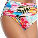 Tempt Me Women's High Waisted Bikini Bottom Tummy Control Ruched Bathing Suit Swim Bottom (L)