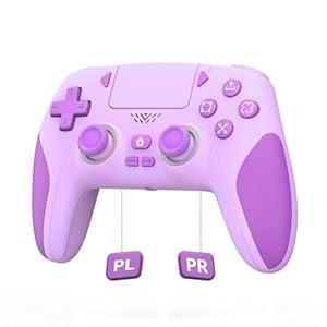 IWGAME Wireless Controller for PS-5/ PC, Cool RGB Light Controller with 2 Back Buttons Support Programmable/ Reamp/ Turbo Functions, Hall Effect Joysticks & Triggers Gamapad(Purple)