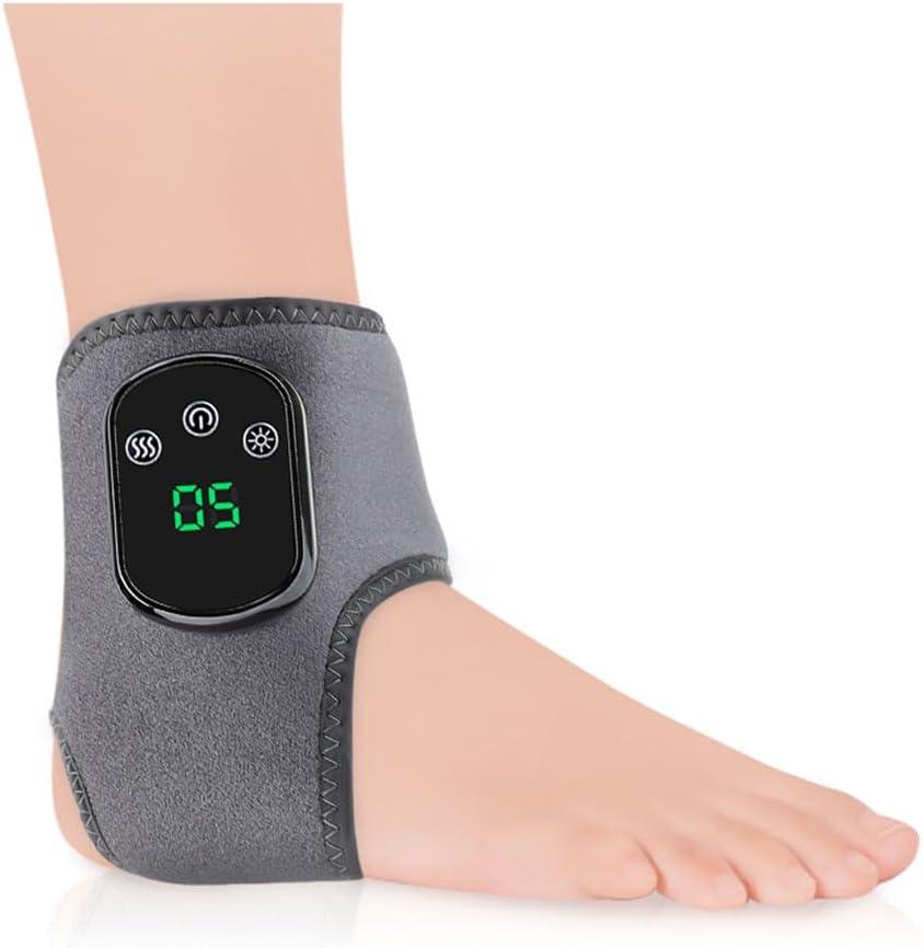 Cordless Ankle Massager for Relaxation,3 Vibration Modes and 5 Heat Levels Foot Triple Method Massager, Vibrate Massage Ankle Brace, Rechargeable & Portable Design, Auto Shut Off