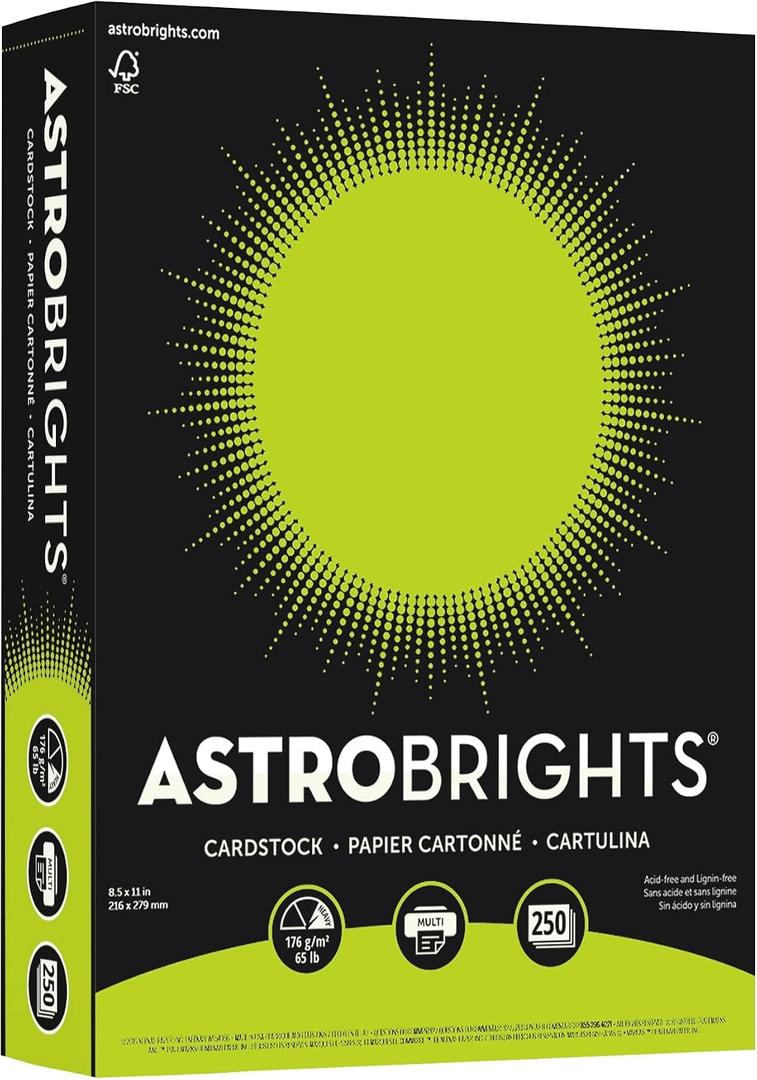 Astrobrights Color Card Stock, 8 1/2" x 11", FSC Certified, 65 Lb, Terra Green, Pack Of 250 Sheets