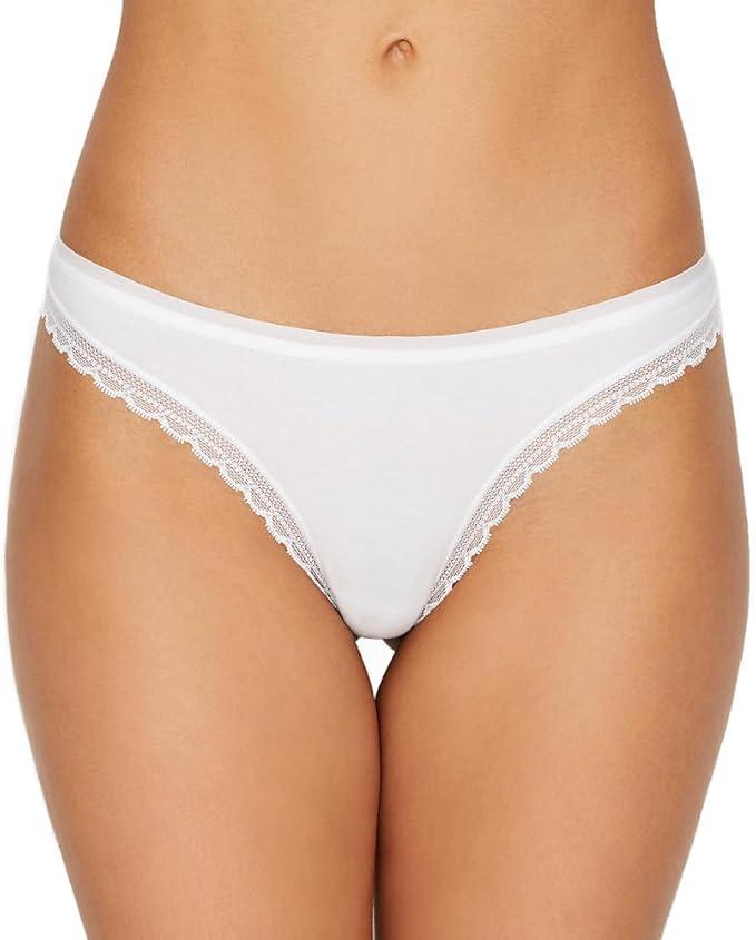 OnGossamer Women's Ongossamer Womens Cabana Cotton Hip Thong Panties (White, M)