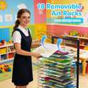Art Drying Rack for Painting 18 Removable Shelves(A3) Metal,Mobile Lockable Wheels Art Drying Rack for Classroom/Preschool,Watercolor Painting/Paper/Artwork/Studios/Schools(Black)