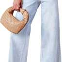 Allimy Women's High Waisted Straight Ankle Wide Leg Ripped Jeans Frayed Hem Stretchy Capri Denim Pants (4, Light Blue-202)