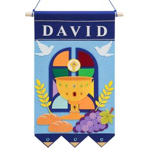 First Communion Banner Kit for Boys First Holy Communion Gifts for Boys Girls 1st communion decorations Felt Banner Kit for Church Sunday School