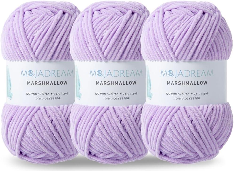 3PCS 3.5oz Chenille Yarn for Blankets Amigurumi: Soft Velvet Baby Yarn Blanket Knitting and Crocheting Bulky 5# Yarn 3 Skeins of 100g (Orchid Bloom)