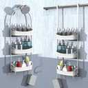 Heavy duty shower caddy hanging; 3 tiers supper large plastic shower basket over the showerhead; never rust baskets over the door, shower organizer for bathroom without tools, White