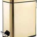 mDesign Small Modern 1.3 Gallon Rectangle Metal Lidded Step Trash Can, Compact Garbage Bin with Removable Liner Bucket and Handle for Bathroom, Kitchen, Craft Room, Office, Garage - Soft Brass