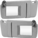 Gray Driver Left + Passenger Right Side Sun Visor Replacement Compatible with 2007 2008 2009 2010 2011 Toyota Camry Without Sunroof Replace 74310-06750-E0, 74320-06780-B0 (Grey)