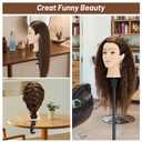 Mannequin Head with 90% Human Hair, 24" Female Real Hair Cosmetology Mannequin Head Hair Styling Manikin Head Doll Head for Hairdresser Practice Training with Clamp Holder and Tools (Brown)