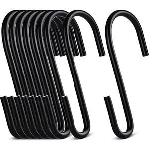 20-Pack Black S Hooks for Hanging 2.4 Inch  Small S Hooks Carbon Steel Hangers for Jeans, Kitchen Pots & Plant Hanging  Lightweight 0.88 Inch Opening Holder for Wire Shelving, Towel & Purse
