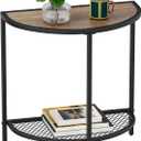 SAYGOER Small Side Table 19.7'' Half Moon Side Tables for Living Room 18.7"*10.4" Unique Bed Night Stand for Home Balcony 2 Tier Couch Tables with Storage Shelf, Adjustable Feet, Boho Dark Walnut