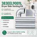 3911EZ9131X 383EEL9001B Upgraded Adjustable Dryer Side Vent Kit, Compatible with LG and Kenmore, Dryer Venting Kit Assembly Replacement Part AP4438852, Exhaust Out Either Side or Bottom