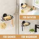 LEVERLOC Soap Dish for Shower with Hooks, Bar Soap Holder with Suction Cup, Soap Tray Rustproof Stainless Steel Holder for Bathroom Soap Saver, Black