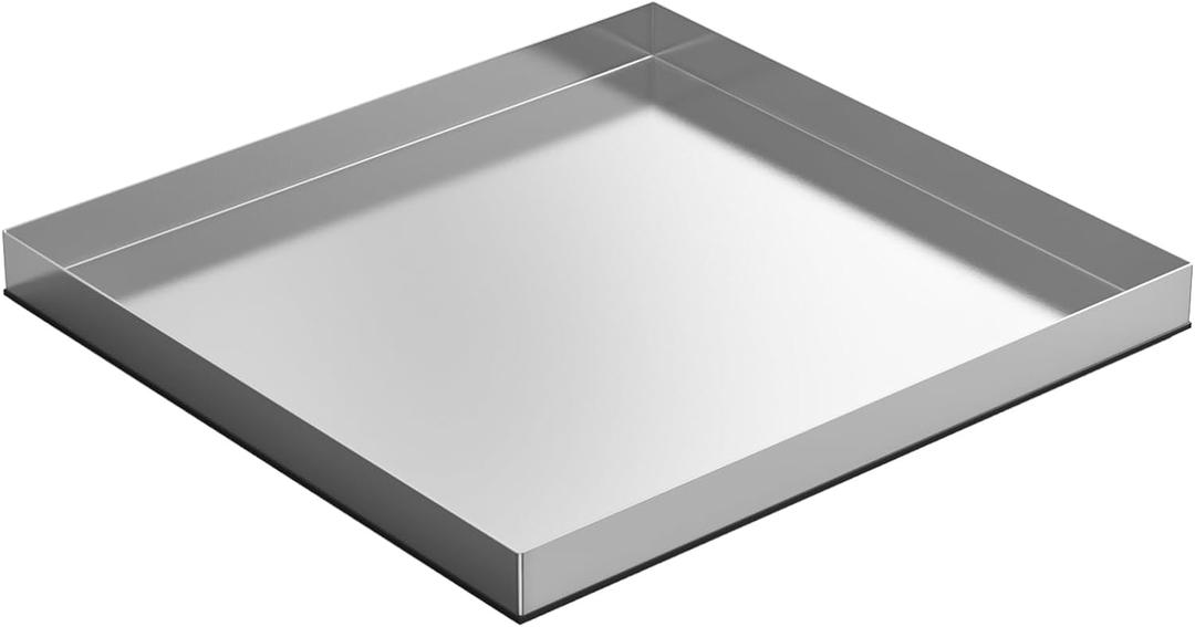 28 Inch x 30 Inch x 2.5 Inch Compact Washing Machine Pan, Heavy Duty 304 Stainless Steel Washing Machine Trays Pan with Anti-slip Bottom Pad Use of 18 GA Thickness Galvanized Steel, No Hole