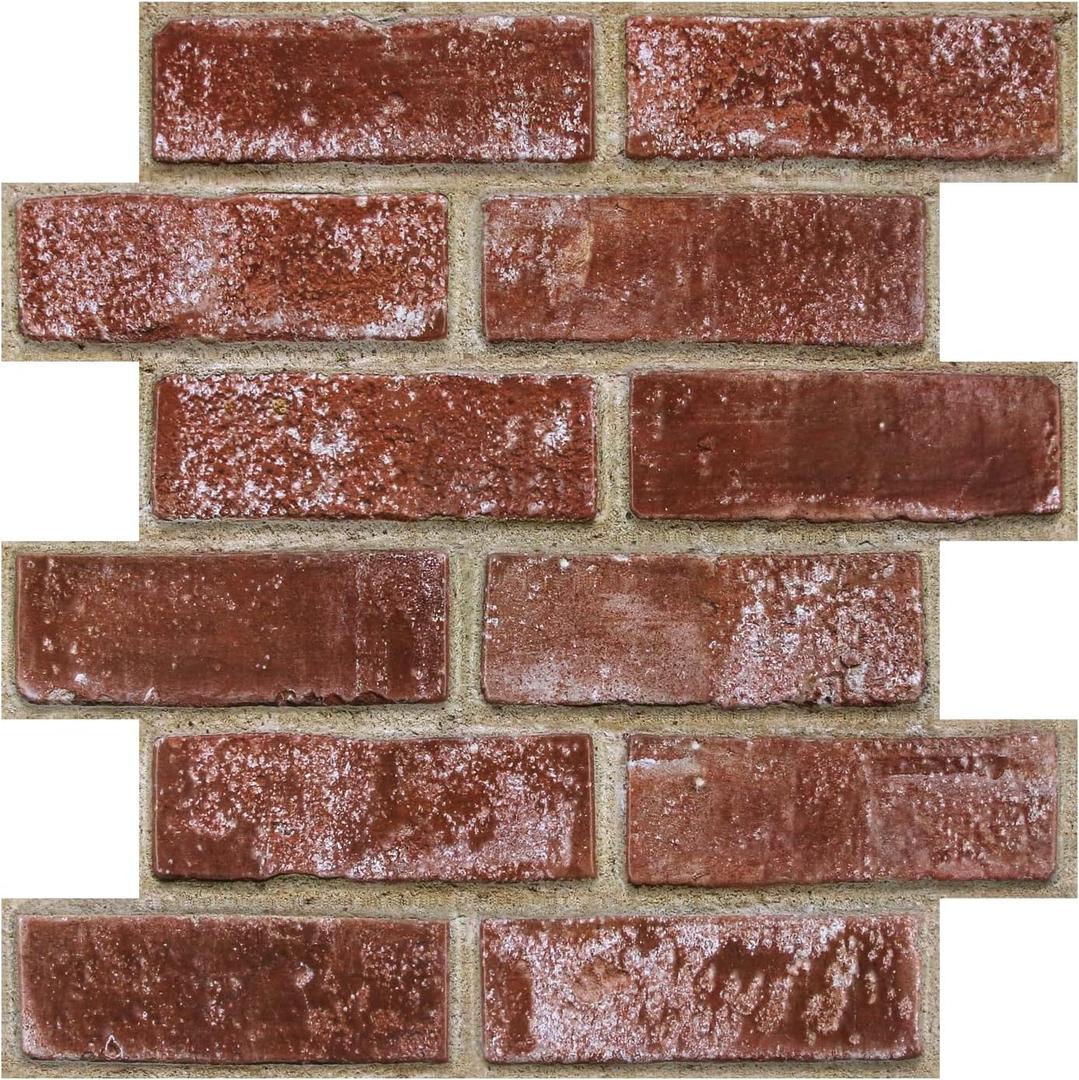 SMOOSTIKC 3D Faux Brick Wall Panels 10 Pcs of 11.8"X11.8" Small Size Thin PVC Fake Orange Brick Peel and Stick Paneling Wallpaper Textured Wall for Kitchen Backsplash,Bathroom and Interior Decor