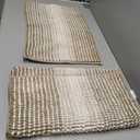 Bathroom Rugs and Mats Sets, 2 Piece Thick Absorbent Chenille Bath Mat Rug Set Non Slip, Soft Shaggy Bath Room Floor Mats for Bathroom, Machine Washable (Light Taupe, 20" x 32" Plus 16" x 24")