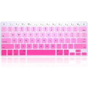 English Silicone Keyboard Cover Skin Old US Version Universal for MacBook Air 13/15 Inch A1466 A1369 A1278 A1286 A1502 A1425 A1398, Without Retina Display, Gradient Pink