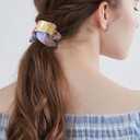 6 Pcs Metal Hair Scrunchies for Women & Girls, Silk Satin Elastic Hair Ties, Ponytail Holders for Thick & Thin Hair, Luxury Strong Hold Hair Accessories