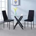 Round Dining Table for 2-4, 31.5 Inch Tempered Glass Small Circle Kitchen Table with Metal Black Legs, Modern Dining Room Table for Kitchen Dining Room (Black), 31.5" x 31.5" x 29.5"