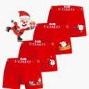 POWER UNICO FLOWER Boys Christmas Boxer Briefs Underwear 4-Pack – Soft Cotton Trunks, Red Holiday Underpants, 12-14Y