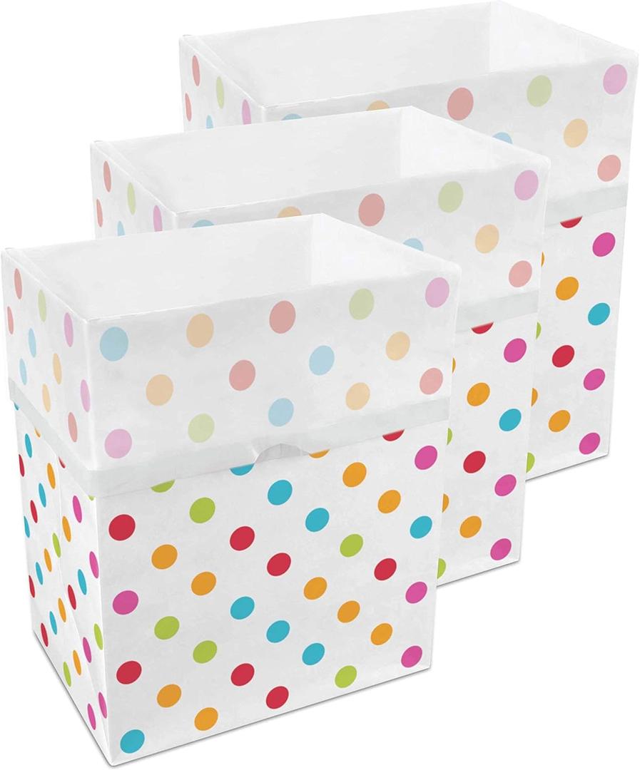 Clean Cubes 13 Gallon Disposable Pop-Up Trash Cans (3-Pack) with Fitted Bags  Foldable Garbage & Recycling Bins for Parties, Events & Kitchen (Polka Dot, 17" H x 13.5" W x 10" D)