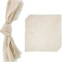 uxcell 6Pcs Handmade Cloth Napkins, 16.5x16.5 Inch Cotton Napkins with Fringe Square Rustic Table Napkin for Wedding Party Dinner Table Decor Bridal Shower, Beige