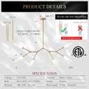 Modern 6-Light Chandelier Elegance Sputnik Chandeliers for Dining Room L50 Large Glass Chandelier Adjustable Branch Pendant Light Fixture for Living Room Kitchen Bedroom
