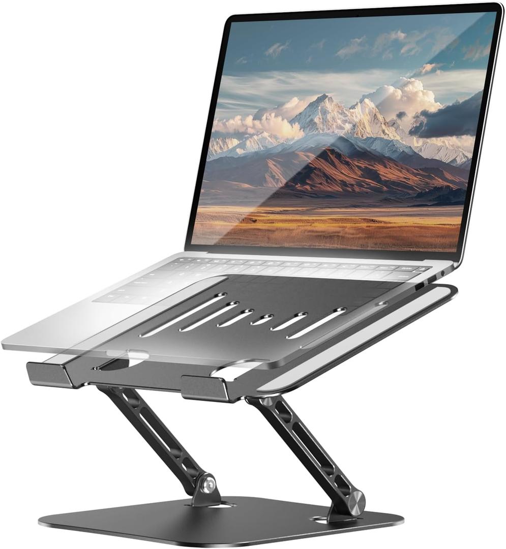 Adjustable Laptop Stand, Aluminum Portable Laptop Riser for Desk Foldable, Ergonomic Computer Notebook Stand Holder for MacBook Air Pro, Dell XPS, HP and All 1017 Inch Laptops, Black