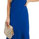 GRECERELLE 2026 Women Year-Round Casual Round Neck Loose Split Wrinkle-Free Long Maxi Vacation Dress with Pockets (XXS-4XL) (Blue, S)