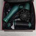 IG INGLAM Hair Dryer Brush, 4-in-1 Detachable Blow Dryer Brush, Ionic Diffuser Hair Dryer & Styler Volumizer with Oval Titanium Barrel, One-Step Hot Air Blowout Styler, Dark Green