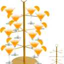 Champagne Tower for Parties, 3-Tier 12-Glasses Cocktail Tree Stand Countertop Wine Glass Holder for Drinks, Champagne Stand Drink Tower Wine Glasses Display for Champagne , Martini, Margarita Cups (Gold)