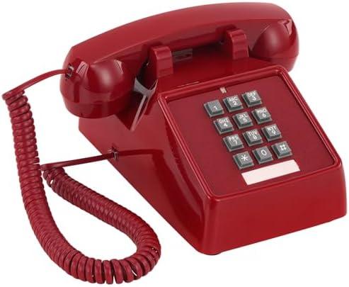 Uvital Retro Red Landline Phone, Vintage Corded Phone for Landline, Old House Phone, Traditional Classic Desk Telephone with Adjustable Handset and Ringer Volume for Home, School, Office, Hotel, Salon