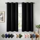 Short Black Blackout Kitchen Curtains, Thermal Insulated Room Darkening Drapes, Small Solid Grommet Window Treatments for Living Room, Bedroom, Nursery, W40 x L54 Inch Long, 2 Panels