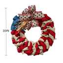 20 Inch 4th of July Wreath Patriotic Burlap Wreaths for Front Door Red Beige Blue Memorial Day American Flag Wreath with Bowknot 4th of July Decorations Outdoor