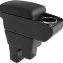 Car Armrest Box Compatible with Honda Fit Jazz Hatchback 2009-2013 | Accessories Storage Center Console Double Layer Armrest Organizer Box with Cup Holder Black Stitching