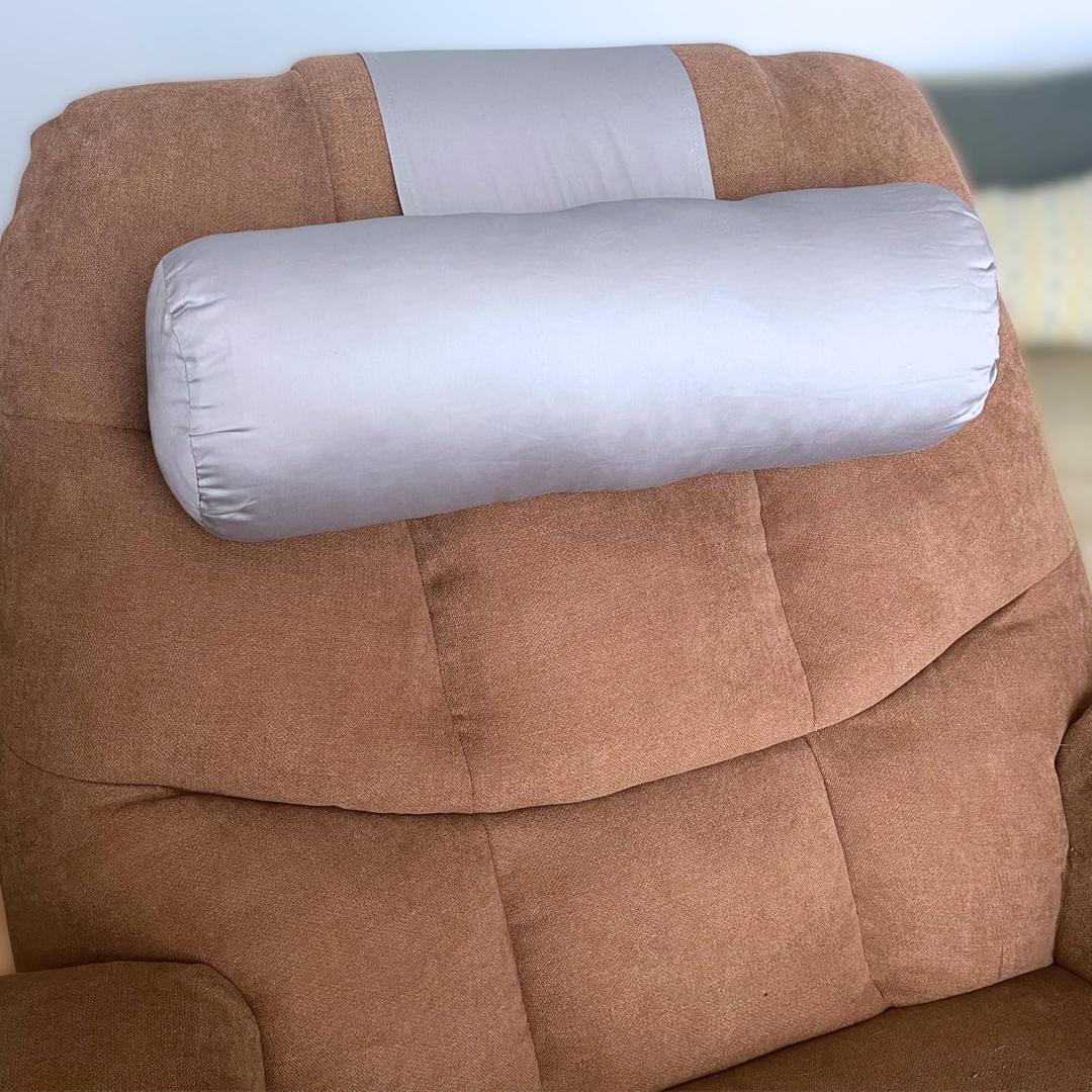 Recliner Pillow for Lumbar, Neck, and Cervical Support, Sleep, Couch, Office Chair, Headrest, Weighted, No Velcro Required (Slate Gray)