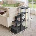 5-Step Pet Steps for Cats/Dogs, Cat Stairs with Sisal Scratching Post, Cat Steps for Older Cats with Enlarge Perch, Pet Stairs for High Bed and Couch, Gray