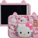 Cartoon Case for iPad 10.2"MONEHOYSY Cute Soft Silicone Kickstand [Drop Proof,Shock Proof,Anti Slip] Back Stand Cover Case for Kids Children Teens Girls Boys (Kitty-1)