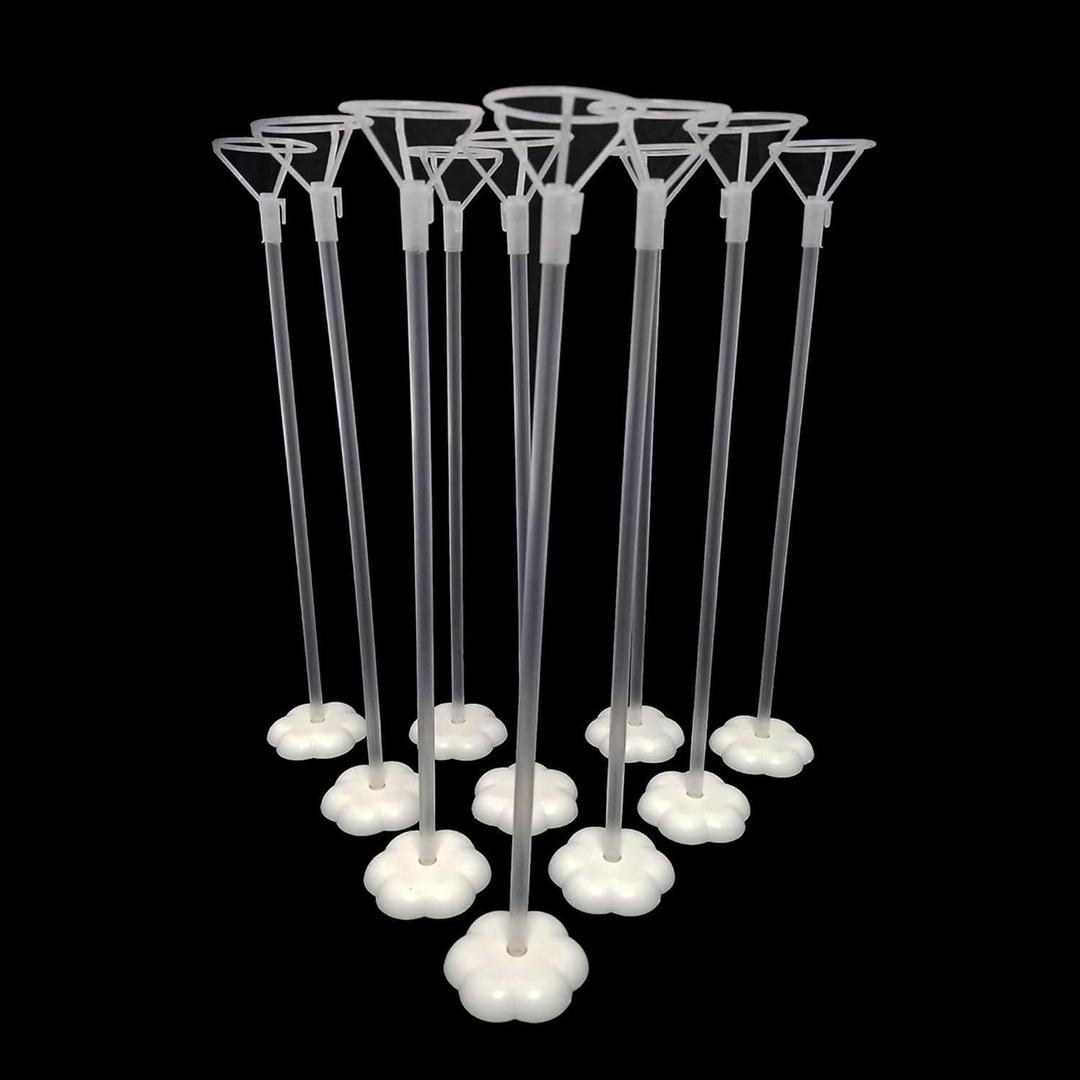 Clear Transparent Balloon Sticks and Stands 10pc set, holders, reusable balloon sticks for table top use with LED Bobo Balloon, for wedding decor, party decoration (10 pack 15 inch, clear)