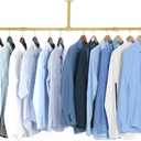 Oroonoko 72inch Industrial Pipe Clothes Garment Rack Ceiling Mount For Hanging Rod Bar for Laundry Room Up to Max Load 135Lb (Gold-HangStyle)