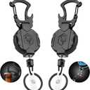 2 Pack Retractable Keychain Heavy Duty Carabiner Badge Holder with Magnetic Closure, Tactical ID Badge Reel for Men with 32 Steel Retractable Cord, Bearing 17 OZ